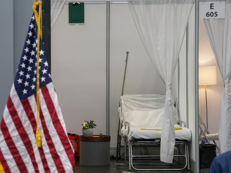 An improvised hospital room at the Jacob K. Javits Convention Center, which is being turned into a hospital to help fight coronavirus cases in New York City. An improvised hospital room at the Jacob K. Javits Convention Center, which is being turned into a hospital to help fight coronavirus cases in New York City.