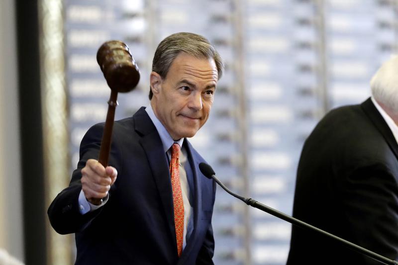 Texas Speaker of the House Joe Straus, R-San Antonio, calls the House of Representatives to order in Austin, Texas in July 2017. Texas Speaker of the House Joe Straus, R-San Antonio, calls the House of Representatives to order in Austin, Texas in July 2017.