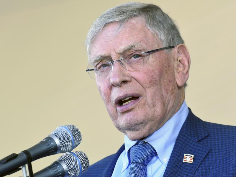 Major League Baseball Commissioner Bud Selig speaks during a Hall of Fame induction ceremony at the Clark Sports Center on July 30, 2017, in Cooperstown, N.Y. Major League Baseball Commissioner Bud Selig speaks during a Hall of Fame induction ceremony at the Clark Sports Center on July 30, 2017, in Cooperstown, N.Y.