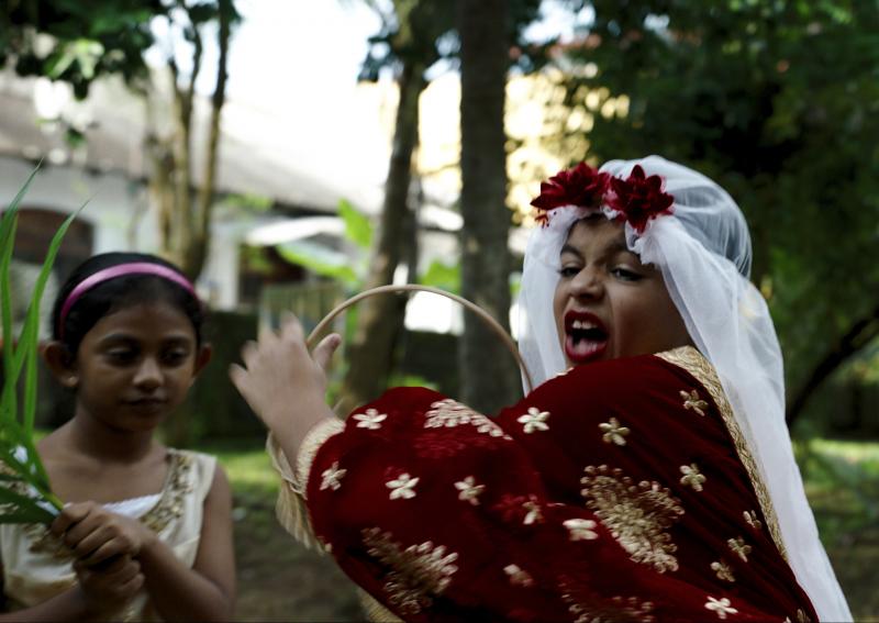 Arush Nand plays the young Arjie at his make-believe wedding in Funny Boy. Arush Nand plays the young Arjie at his make-believe wedding in Funny Boy.