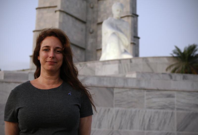 Cuban artist Tania Bruguera poses for a photograph near the statue of José Martí in Havana's Revolution Plaza. She was arrested in December for planning a political performance there. Cuban artist Tania Bruguera poses for a photograph near the statue of José Martí in Havana's Revolution Plaza. She was arrested in December for planning a political performance there.