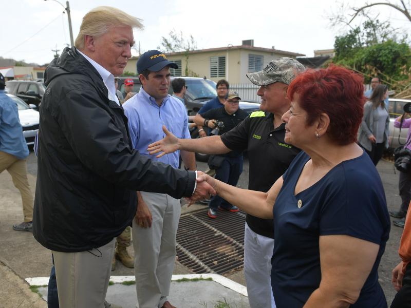 President Trump visits residents of Puerto Rico affected by Hurricane Maria on Oct. 3, 2017. The president has been criticized for not acting sympathetic enough for the plight on the island, questioning the death toll from that storm while the U.S. mainla President Trump visits residents of Puerto Rico affected by Hurricane Maria on Oct. 3, 2017. The president has been criticized for not acting sympathetic enough for the plight on the island, questioning the death toll from that storm while the U.S. mainla
