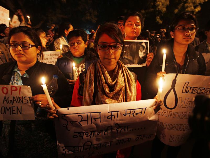 Participants in a candlelight vigil in 2013 mark the one-year anniversary of the death of a 23-year-old woman who was gang-raped on a bus in Delhi. Participants in a candlelight vigil in 2013 mark the one-year anniversary of the death of a 23-year-old woman who was gang-raped on a bus in Delhi.