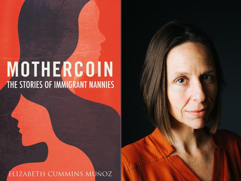 The cover of Mothercoin next to the author. The cover of Mothercoin next to the author.