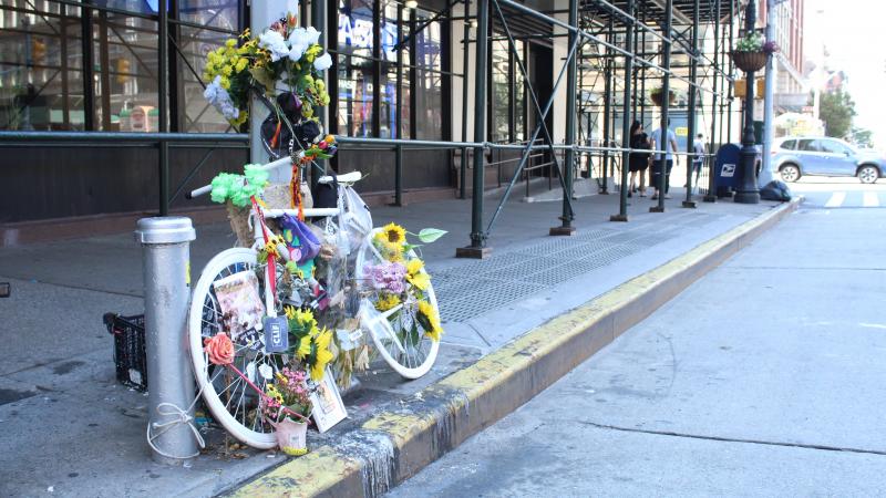 Eight people have been killed in New York while riding their bikes since June, bringing the total number of deaths so far this year to 19. Above a memorial to one of the cyclists killed, Robyn Hightman. Eight people have been killed in New York while riding their bikes since June, bringing the total number of deaths so far this year to 19. Above a memorial to one of the cyclists killed, Robyn Hightman.