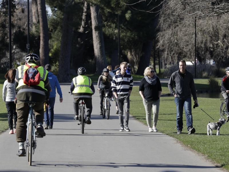 Residents exercise Sunday at Hagley Park in Christchurch, New Zealand. The country's border remains closed to foreign nationals, and New Zealanders returning home are forced to follow a strict 14-day quarantine. Residents exercise Sunday at Hagley Park in Christchurch, New Zealand. The country's border remains closed to foreign nationals, and New Zealanders returning home are forced to follow a strict 14-day quarantine.