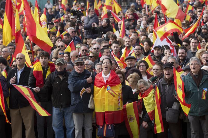 Supporters cheer on leaders of the right-wing Vox party in Madrid's Plaza de Colón on Dec. 1. Supporters cheer on leaders of the right-wing Vox party in Madrid's Plaza de Colón on Dec. 1.