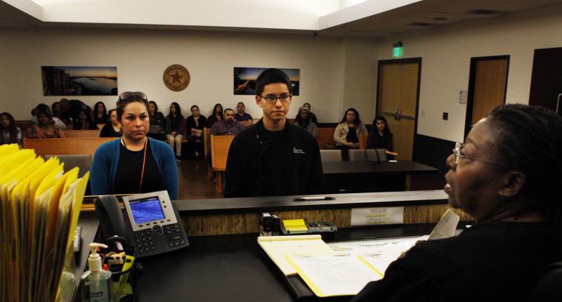 Edgar Ramirez, 17, and his mother, Alma, appear before Judge Williams. Edgar Ramirez, 17, and his mother, Alma, appear before Judge Williams.