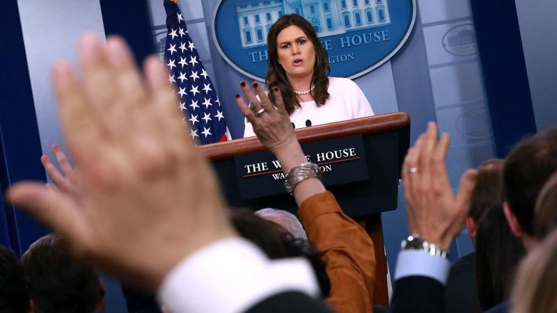 In the White House briefing room, Sarah Sanders often moves quickly from one news outlet to the next, cutting off follow-up questions and ending press conferences with many reporters' questions unanswered. In the White House briefing room, Sarah Sanders often moves quickly from one news outlet to the next, cutting off follow-up questions and ending press conferences with many reporters' questions unanswered.