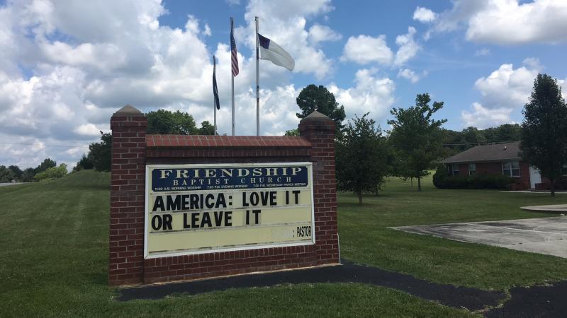 Pastor Earnie Lucas of Friendship Baptist Church in Appomattox, Va., posted this message on his church sign around the same time that President Trump tweeted that four Democratic members of Congress — all women of color — should "go back and help fix Pastor Earnie Lucas of Friendship Baptist Church in Appomattox, Va., posted this message on his church sign around the same time that President Trump tweeted that four Democratic members of Congress — all women of color — should "go back and help fix