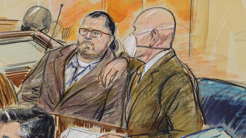 This sketch depicts Guy Wesley Reffitt (left) and his lawyer, William Welch, in federal court in Washington, D.C., on Feb. 28. A jury found Reffitt guilty on all counts for his participation in the Jan. 6, 2021, riot at the U.S. Capitol. This sketch depicts Guy Wesley Reffitt (left) and his lawyer, William Welch, in federal court in Washington, D.C., on Feb. 28. A jury found Reffitt guilty on all counts for his participation in the Jan. 6, 2021, riot at the U.S. Capitol.