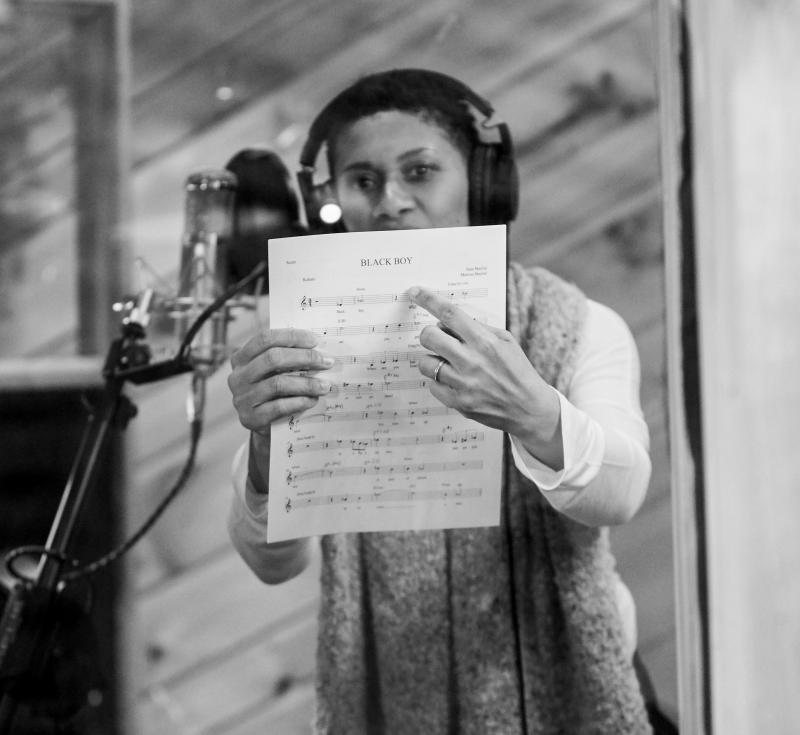 Jean Baylor pointing to the next song on the list, for the Baylor Project album "Generations", 2020, at Bunker Studio, Brooklyn, NY, 2018. Jean Baylor pointing to the next song on the list, for the Baylor Project album "Generations", 2020, at Bunker Studio, Brooklyn, NY, 2018.