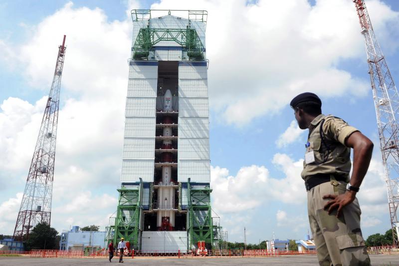 A member of the Indian security force keeps watch over a launch vehicle carrying the Mars Orbiter probe at the Indian Space Research Organization facility, in Sriharikota, in 2013. A member of the Indian security force keeps watch over a launch vehicle carrying the Mars Orbiter probe at the Indian Space Research Organization facility, in Sriharikota, in 2013.