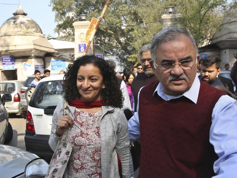 Indian journalist Priya Ramani (left) smiles as she leaves Patiala House Court in New Delhi in 2019. A New Delhi court on Wednesday acquitted Ramani of criminal defamation after she accused a former editor-turned-politician and junior external affairs min Indian journalist Priya Ramani (left) smiles as she leaves Patiala House Court in New Delhi in 2019. A New Delhi court on Wednesday acquitted Ramani of criminal defamation after she accused a former editor-turned-politician and junior external affairs min