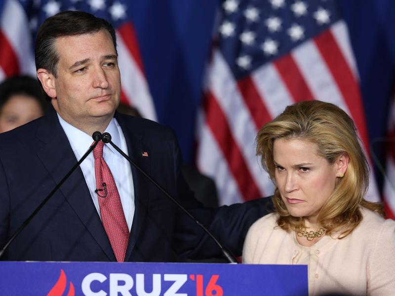Sen. Ted Cruz, R-Texas, suspends his presidential campaign as his wife, Heidi, looks on Tuesday night in Indianapolis, Ind. Sen. Ted Cruz, R-Texas, suspends his presidential campaign as his wife, Heidi, looks on Tuesday night in Indianapolis, Ind.