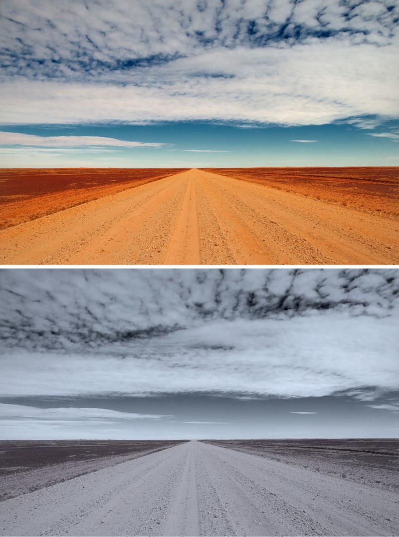 Instagram photos posted by depressed individuals had values that shifted towards those in the bottom photograph, compared with photos posted by people who weren't depressed. The bottom photo has higher hue (bluer), lower saturation (grayer) and lower brig Instagram photos posted by depressed individuals had values that shifted towards those in the bottom photograph, compared with photos posted by people who weren't depressed. The bottom photo has higher hue (bluer), lower saturation (grayer) and lower brig