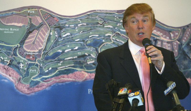 At the January 2005 groundbreaking of the Trump National Golf Club in Rancho Palos Verdes, Calif., the future president reportedly brought up an old lawsuit and used profanity. At the January 2005 groundbreaking of the Trump National Golf Club in Rancho Palos Verdes, Calif., the future president reportedly brought up an old lawsuit and used profanity.