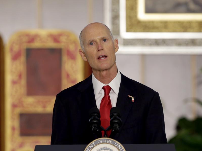 The Trump administration will cancel plans to allow oil drilling off the coasts of Florida at the request of Gov. Rick Scott, seen in Doral, Fla., last year. The Trump administration will cancel plans to allow oil drilling off the coasts of Florida at the request of Gov. Rick Scott, seen in Doral, Fla., last year.