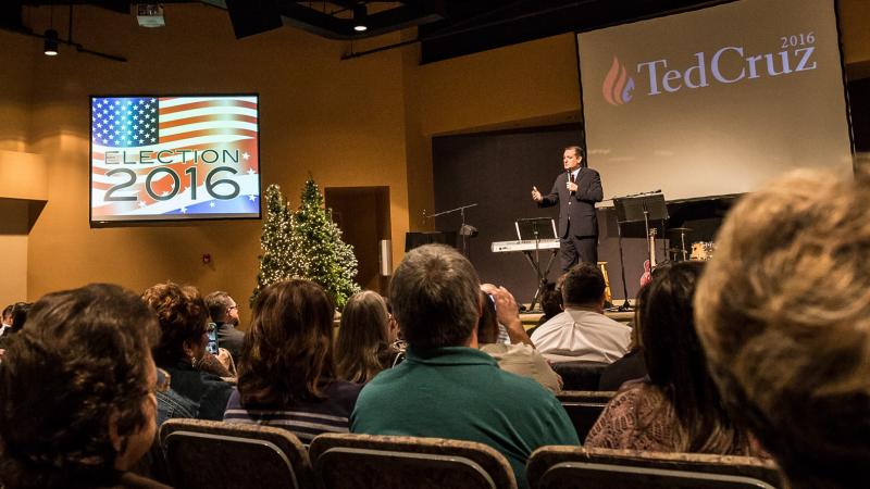 Senator Ted Cruz is a guest during a morning service at Christian Life Assembly of God in Des Moines on Nov. 29, 2015. Senator Ted Cruz is a guest during a morning service at Christian Life Assembly of God in Des Moines on Nov. 29, 2015.