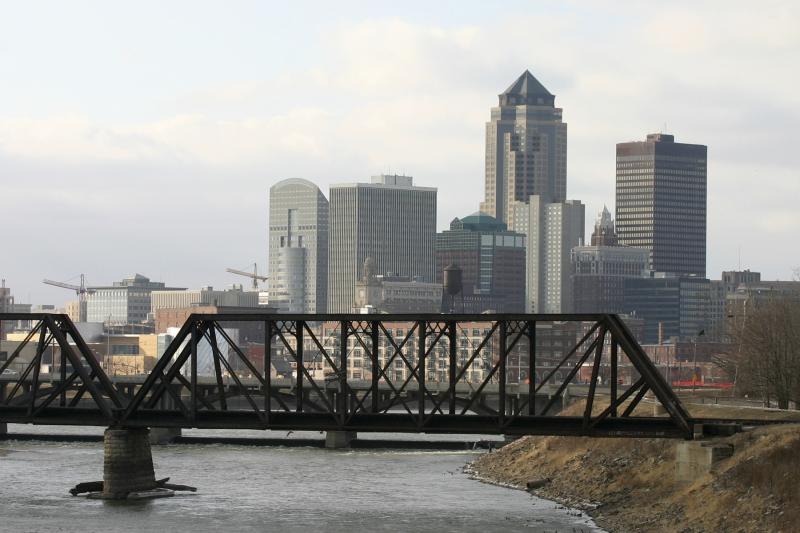 The city of Des Moines, Iowa, sits on the Raccoon and Des Moines rivers. The city's water works says it will sue three neighboring counties for high nitrate levels in these waterways. The city of Des Moines, Iowa, sits on the Raccoon and Des Moines rivers. The city's water works says it will sue three neighboring counties for high nitrate levels in these waterways.