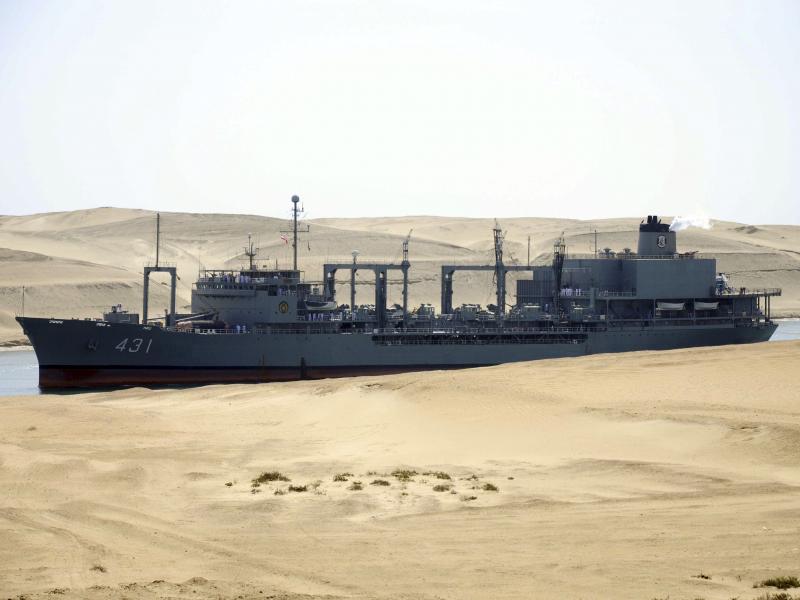 The Iranian navy's replenishment vessel IS Kharg passes through the Suez canal at Ismailia, Egypt, in 2011. The Iranian navy's replenishment vessel IS Kharg passes through the Suez canal at Ismailia, Egypt, in 2011.