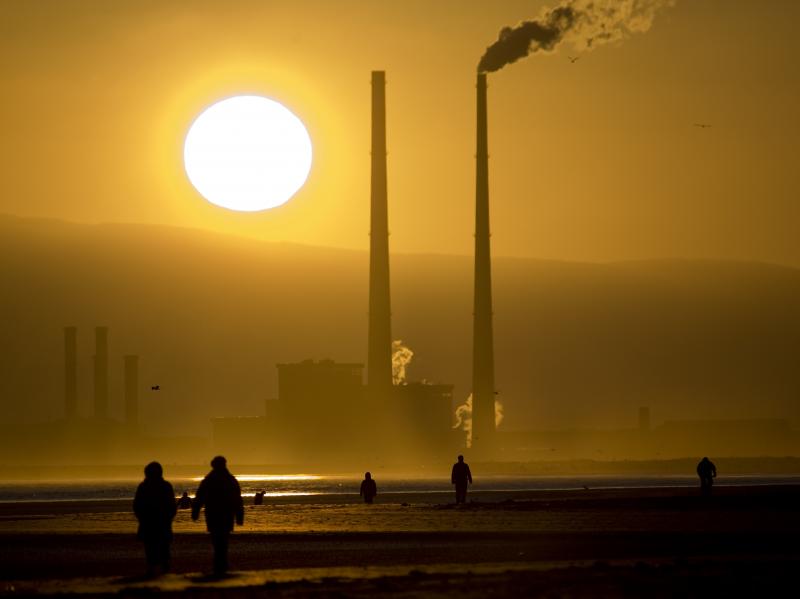 Smokestacks loom over Bull Island, northeast of Dublin, in 2008. Smokestacks loom over Bull Island, northeast of Dublin, in 2008.