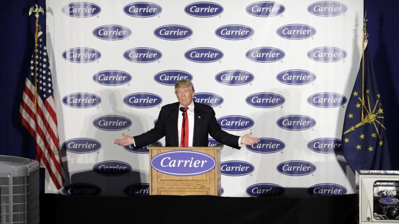 President-elect Donald Trump speaks at Carrier Corp. on Thursday, in Indianapolis. President-elect Donald Trump speaks at Carrier Corp. on Thursday, in Indianapolis.