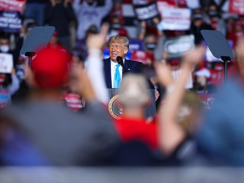 President Trump speaks during a campaign rally at Harrisburg International Airport in Middletown, Pa., on Saturday. President Trump speaks during a campaign rally at Harrisburg International Airport in Middletown, Pa., on Saturday.