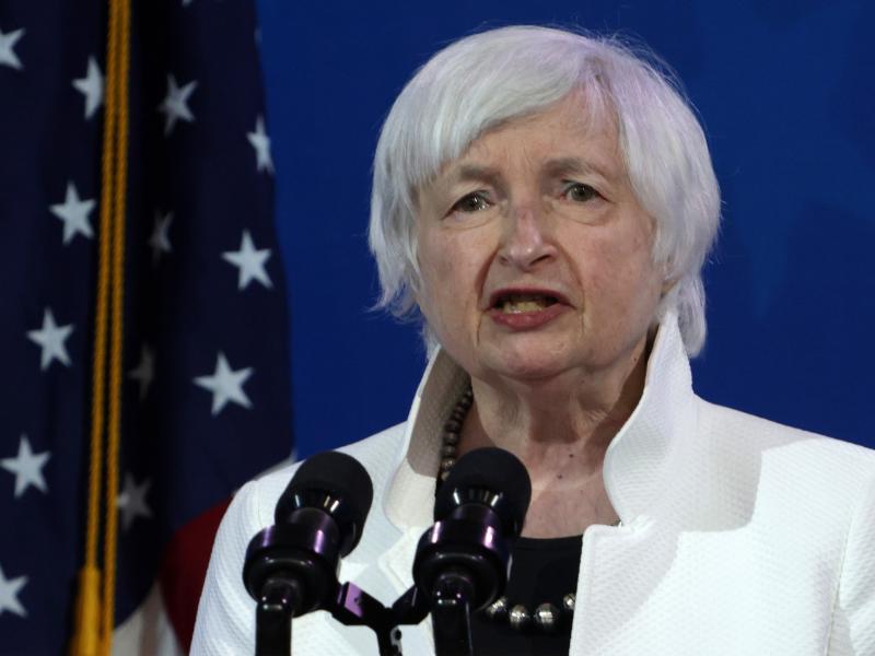 Janet Yellen addresses an event last month introducing the incoming Biden administration's economic team in Wilmington, Del. Yellen is the first woman to lead the Treasury Department. Janet Yellen addresses an event last month introducing the incoming Biden administration's economic team in Wilmington, Del. Yellen is the first woman to lead the Treasury Department.