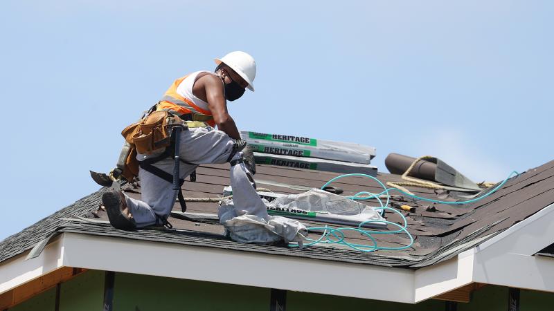 A construction worker roofs an apartment complex in Uniondale, N.Y., on May 27. U.S. employers added fewer jobs last month even as the unemployment rate fell to 8.4%. A construction worker roofs an apartment complex in Uniondale, N.Y., on May 27. U.S. employers added fewer jobs last month even as the unemployment rate fell to 8.4%.
