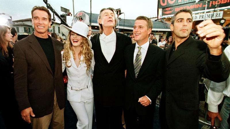 Director Joel Schumacher (center) along with Arnold Schwarzenegger, Alicia Silverstone, Chris O'Donnell and George Clooney (left to right) at the premier for Batman & Robin. The director died Monday at age 80. Director Joel Schumacher (center) along with Arnold Schwarzenegger, Alicia Silverstone, Chris O'Donnell and George Clooney (left to right) at the premier for Batman & Robin. The director died Monday at age 80.
