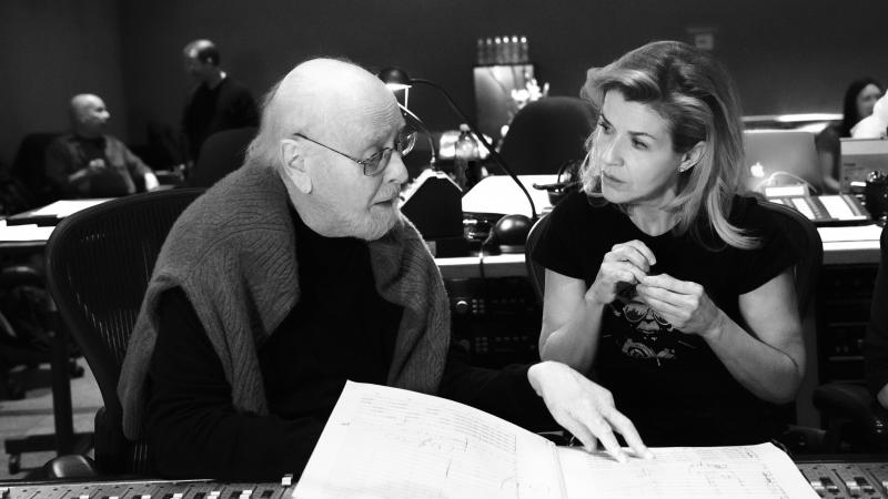 Composer John Williams and violinist Anne-Sophie Mutter during a studio session for Across the Stars. Composer John Williams and violinist Anne-Sophie Mutter during a studio session for Across the Stars.