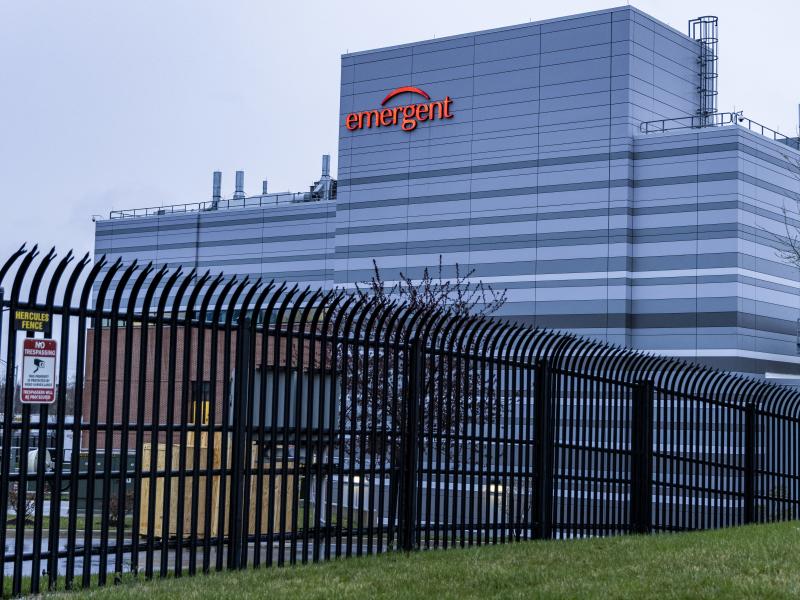 An Emergent BioSolutions facility in Baltimore on Thursday. An Emergent BioSolutions facility in Baltimore on Thursday.