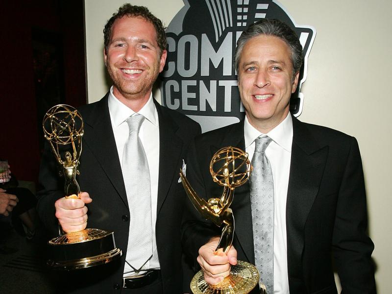 Jon Stewart and Ben Karlin, executive producer of The Daily Show from 2004 to 2006, won Emmy Awards for their work on the show in 2005. Jon Stewart and Ben Karlin, executive producer of The Daily Show from 2004 to 2006, won Emmy Awards for their work on the show in 2005.