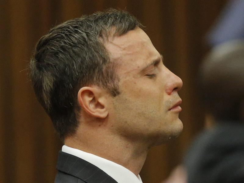 South African athlete Oscar Pistorius cries while the verdict is being read during his murder trial in Pretoria, South Africa, on Thursday. South African athlete Oscar Pistorius cries while the verdict is being read during his murder trial in Pretoria, South Africa, on Thursday.