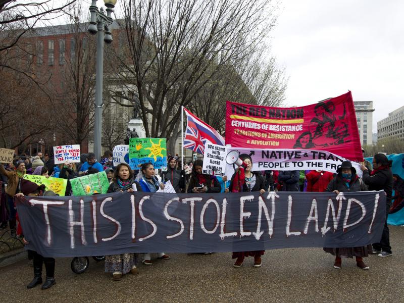 Native American tribes and their supporters protested against the Dakota Access Pipeline. This rally was outside the White House in 2017. Native American tribes and their supporters protested against the Dakota Access Pipeline. This rally was outside the White House in 2017.