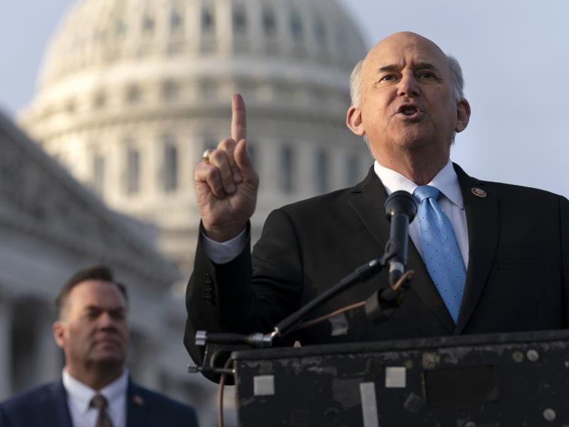 Rep. Louie Gohmert, R-Texas (right) speaks during a Dec. 3 news conference on Capitol Hill. Gohmert and other Republicans filed suit to give Vice President Pence authority to count the votes of alternate electors. A judge threw the suit out. Rep. Louie Gohmert, R-Texas (right) speaks during a Dec. 3 news conference on Capitol Hill. Gohmert and other Republicans filed suit to give Vice President Pence authority to count the votes of alternate electors. A judge threw the suit out.
