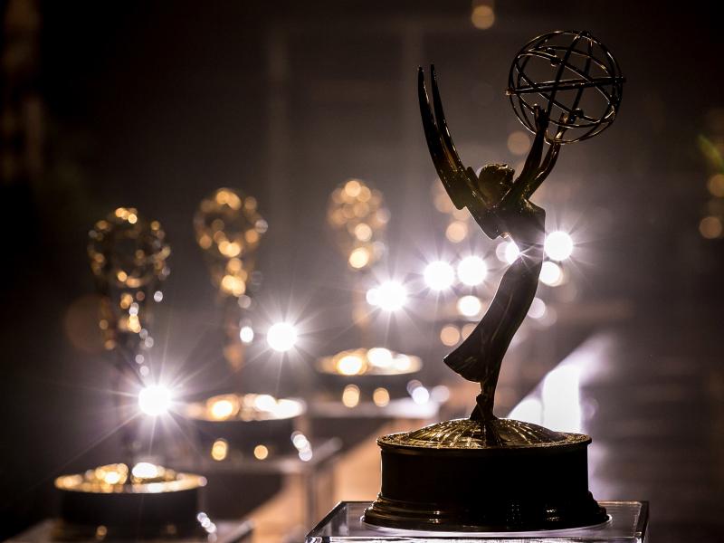 An Emmy statuette stands at a press conference before the 68th annual Emmys. An Emmy statuette stands at a press conference before the 68th annual Emmys.