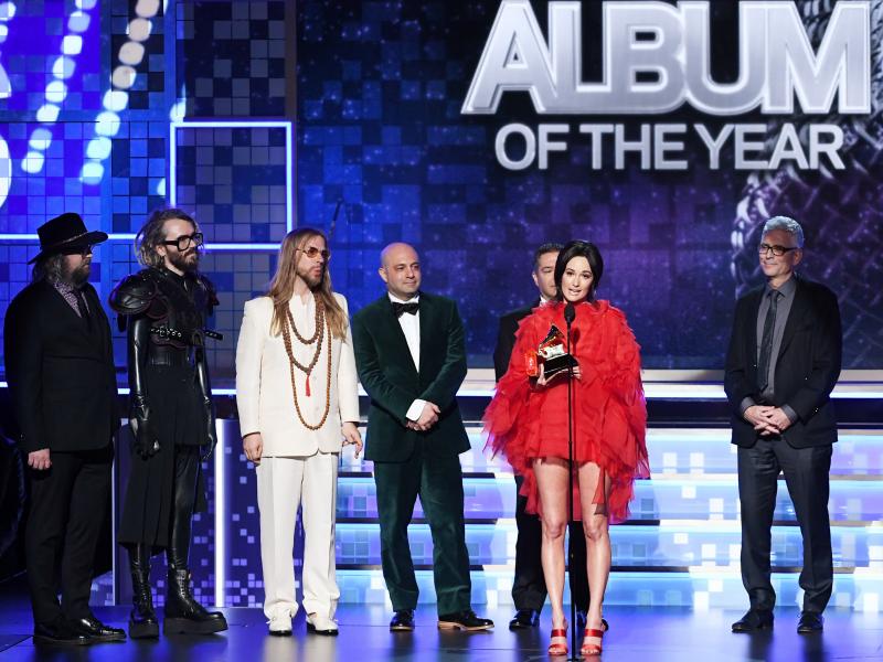 Kacey Musgraves (speaking at microphone) won the Grammy for best album of the year for Golden Hour. Kacey Musgraves (speaking at microphone) won the Grammy for best album of the year for Golden Hour.