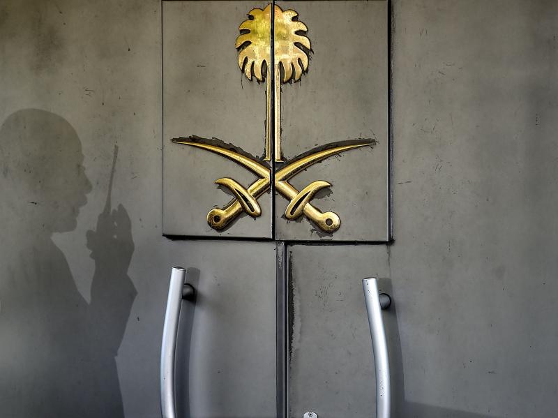 A security officer's shadow marked the door of Saudi Arabia's consulate in Istanbul. The top Saudi prosecutor now says journalist and U.S. resident Jamal Khashoggi was murdered at the diplomatic facility. A security officer's shadow marked the door of Saudi Arabia's consulate in Istanbul. The top Saudi prosecutor now says journalist and U.S. resident Jamal Khashoggi was murdered at the diplomatic facility.