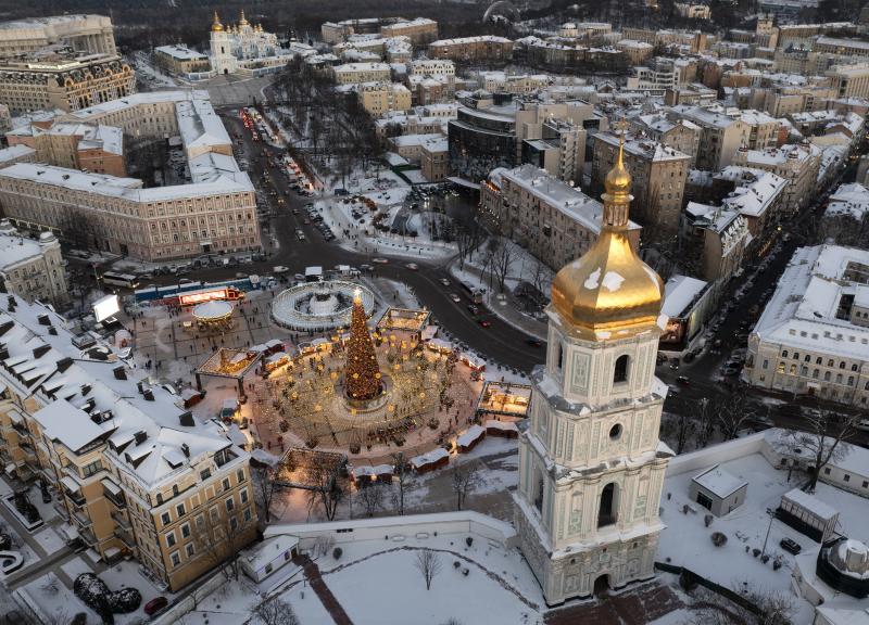 Snow covers Kyiv's city center in December. Snow covers Kyiv's city center in December.