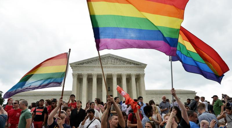 People celebrate outside the Supreme Court in Washington on June 26, 2015, after its historic decision on gay marriage. People celebrate outside the Supreme Court in Washington on June 26, 2015, after its historic decision on gay marriage.