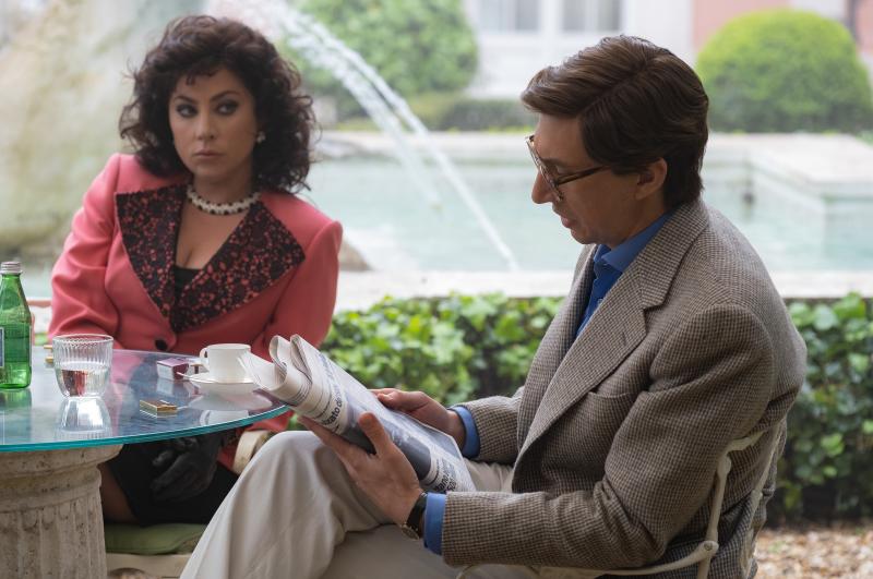 Lady Gaga stars as Patrizia Reggiani and Adam Driver as Maurizio Gucci in Ridley Scott's House of Gucci. Lady Gaga stars as Patrizia Reggiani and Adam Driver as Maurizio Gucci in Ridley Scott's House of Gucci.