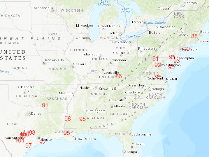 Unusually high temperatures in the South and Northeast U.S. on Saturday broke records marked on the same day in prior years. Unusually high temperatures in the South and Northeast U.S. on Saturday broke records marked on the same day in prior years.