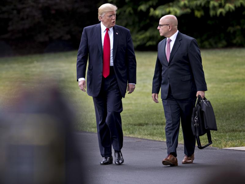 President Trump and H.R. McMaster walk toward Marine One on the South Lawn of the White House in Washington, D.C., on June 16, 2017. President Trump and H.R. McMaster walk toward Marine One on the South Lawn of the White House in Washington, D.C., on June 16, 2017.