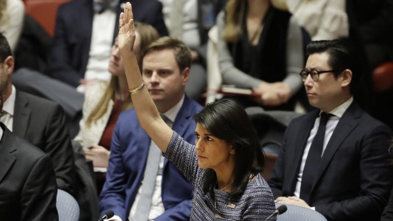 U.S. Ambassador Nikki Haley on Friday votes in favor of a U.N. Security Council resolution calling for new sanctions against North Korea, including sharply lower limits on its refined oil imports, the return home of all North Koreans working overseas with U.S. Ambassador Nikki Haley on Friday votes in favor of a U.N. Security Council resolution calling for new sanctions against North Korea, including sharply lower limits on its refined oil imports, the return home of all North Koreans working overseas with