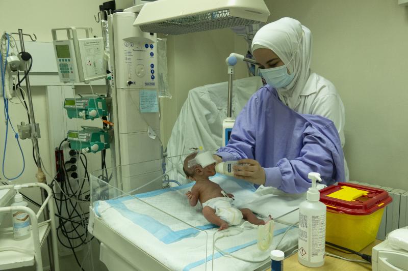 A baby receives care in the neonatal intensive care unit of the government hospital in Tripoli, Lebanon. Because of the lack of prenatal care amid the country's massive economic crisis, medical staff members say more newborns are born sick and weak. From A baby receives care in the neonatal intensive care unit of the government hospital in Tripoli, Lebanon. Because of the lack of prenatal care amid the country's massive economic crisis, medical staff members say more newborns are born sick and weak. From