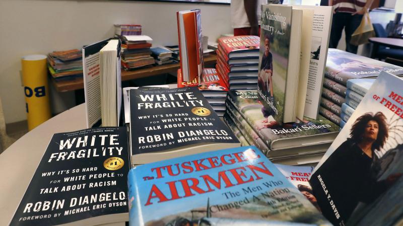 White Fragility on display in June at the Frugal Bookstore in Boston. John McWhorter says the book is condescending toward Black people. White Fragility on display in June at the Frugal Bookstore in Boston. John McWhorter says the book is condescending toward Black people.