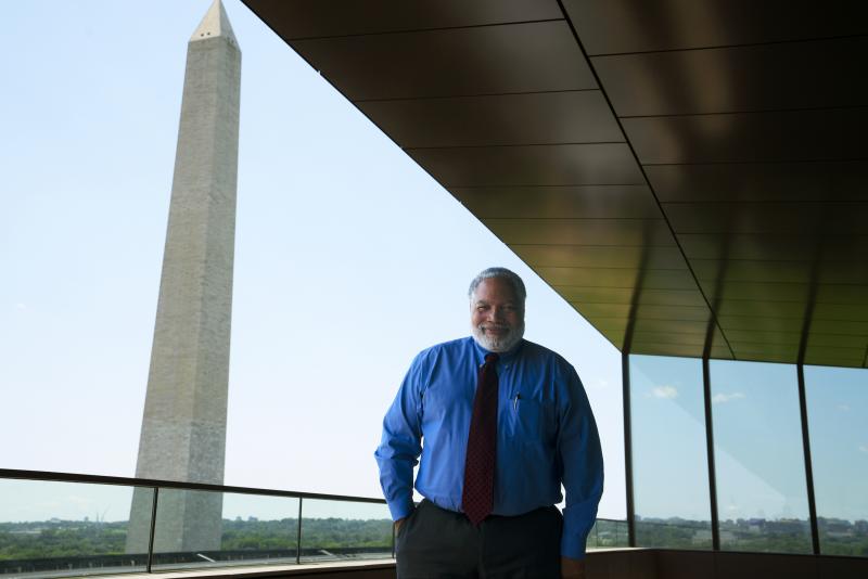 Lonnie Bunch, the founding director of the National Museum of African American History and Culture, stands for a portrait at his office. He will soon become the Smithsonian Institution's new secretary. Lonnie Bunch, the founding director of the National Museum of African American History and Culture, stands for a portrait at his office. He will soon become the Smithsonian Institution's new secretary.