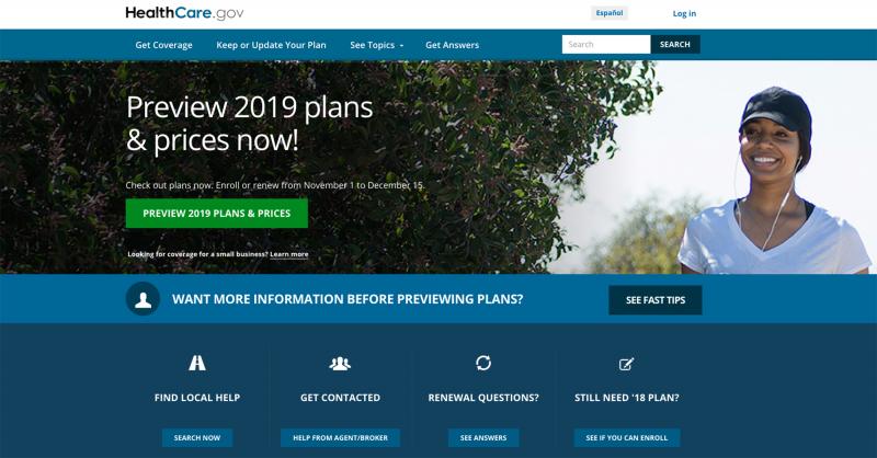 Open enrollment for 2019 health plans begins Nov. 1 on HealthCare.gov and on most state insurance exchanges. Open enrollment for 2019 health plans begins Nov. 1 on HealthCare.gov and on most state insurance exchanges.
